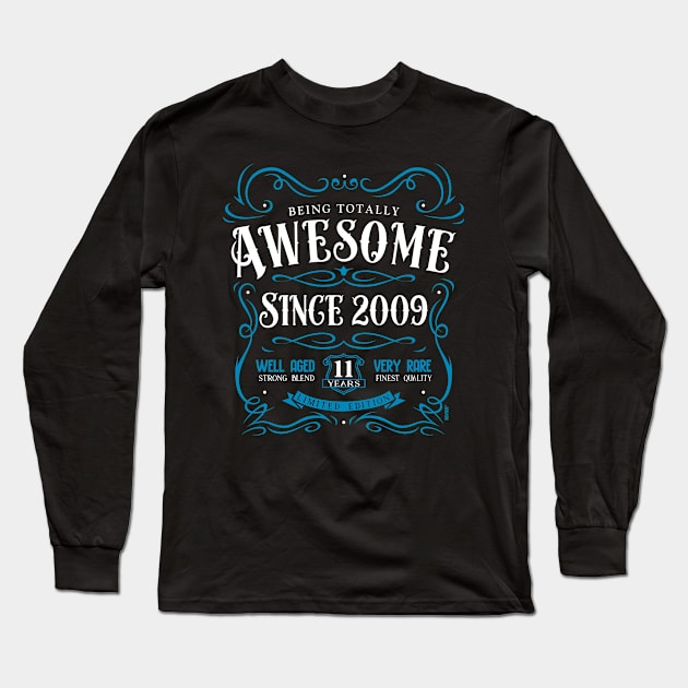 11th Birthday Gift T-Shirt Awesome Since 2009 Long Sleeve T-Shirt by Havous